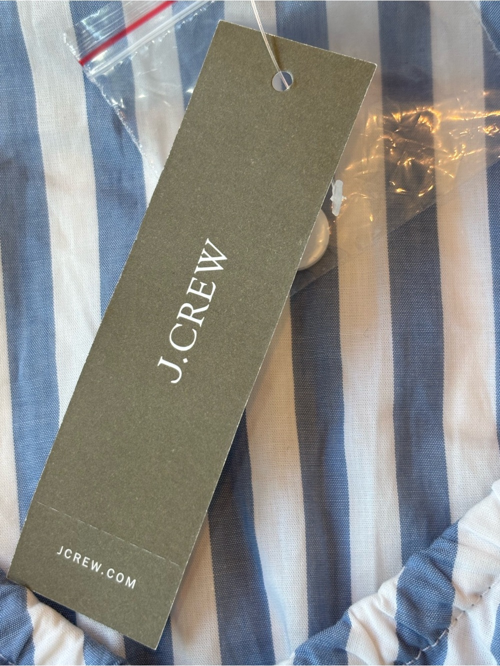 J.Crew NWT Blue White Striped Smocked Cotton Peplum Blouse Size Medium NEW - Picture 6 of 12